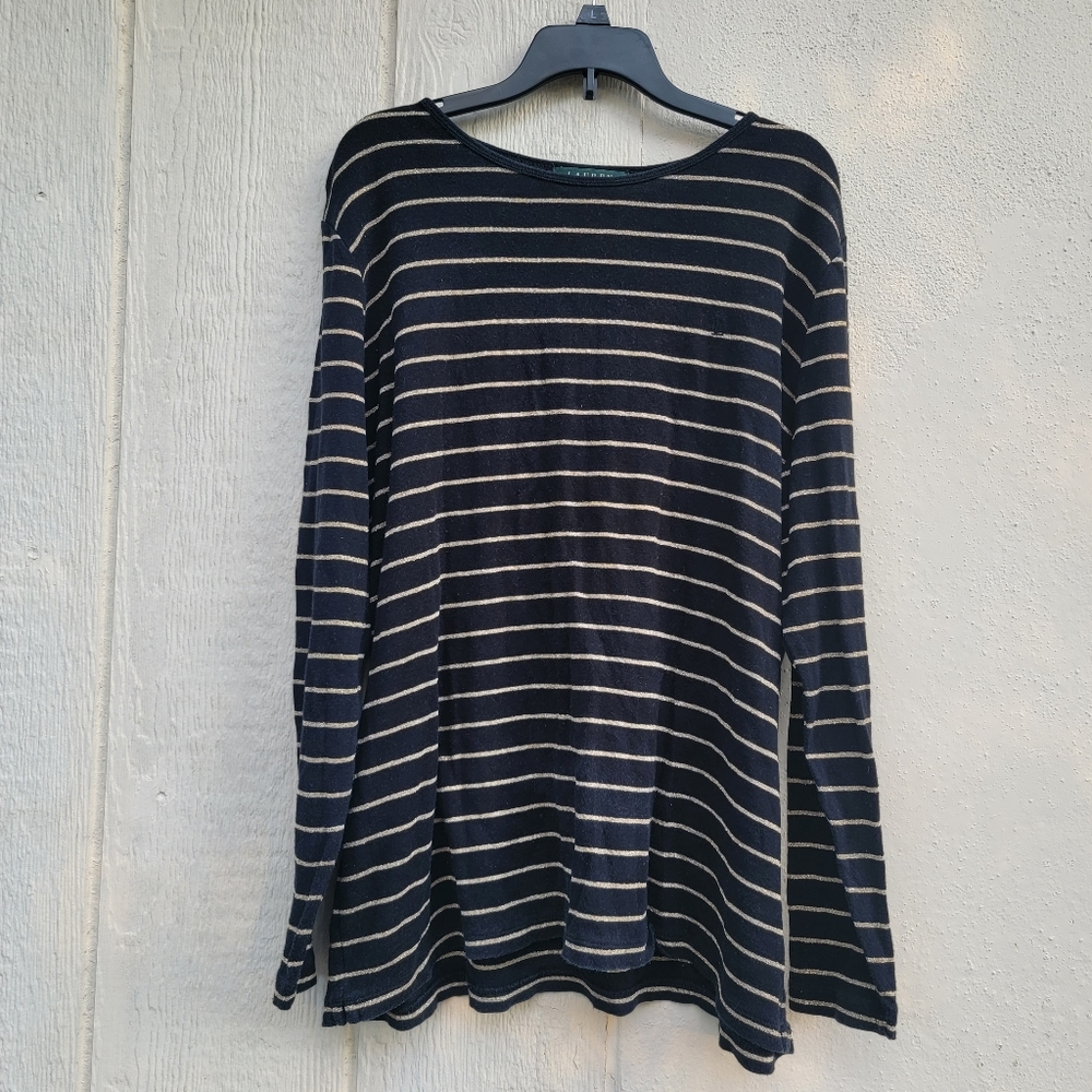 Lauren ralph lauren black striped top size 1X